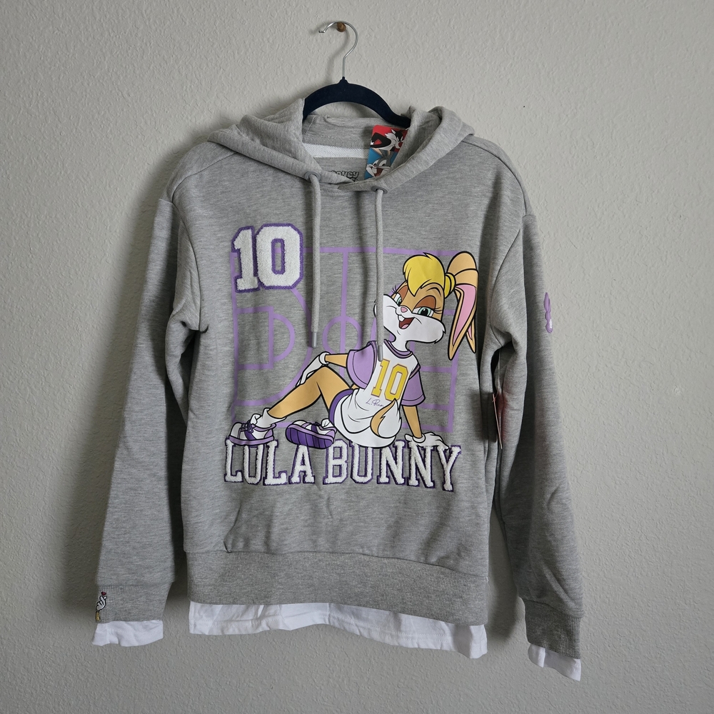 NWT Lola Bunny Gray Hoodie Looney Tunes 3D Graphic Sz S/XS